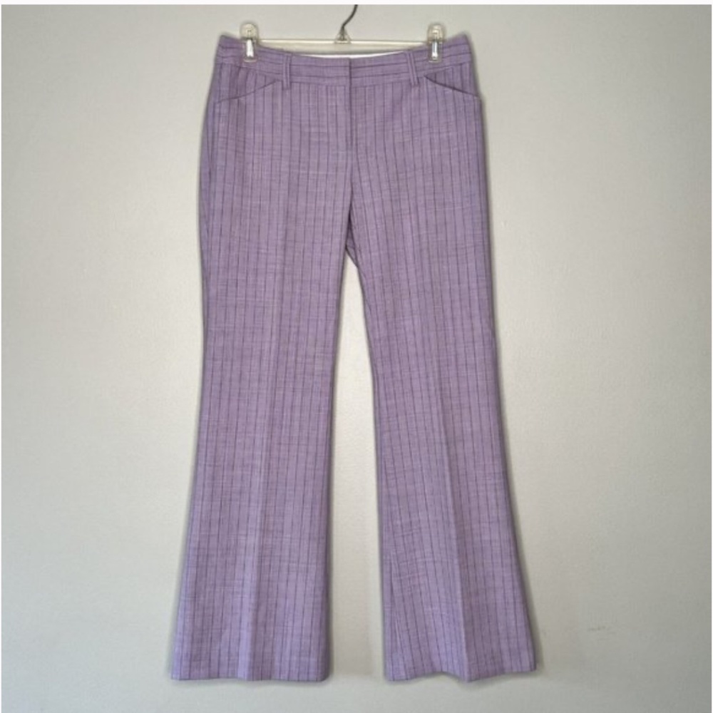 Body By Victoria Purple Pinstripe Flare Leg Pants Size 4 The Christie Fit